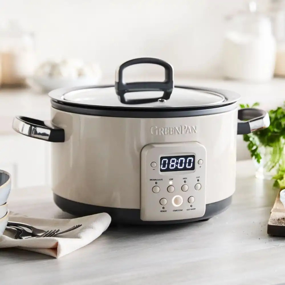 Alternative view of GreenPan Bistro 4 Qt. Slow Cooker with In-Pot Browning | Macadamia