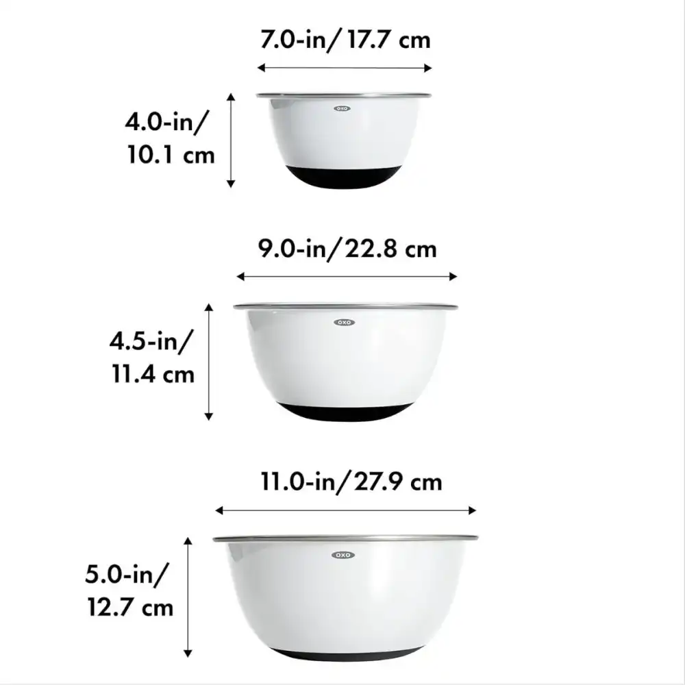 Alternative view of OXO Good Grips 3-Piece Stainless Steel Mixing Bowl Set | White