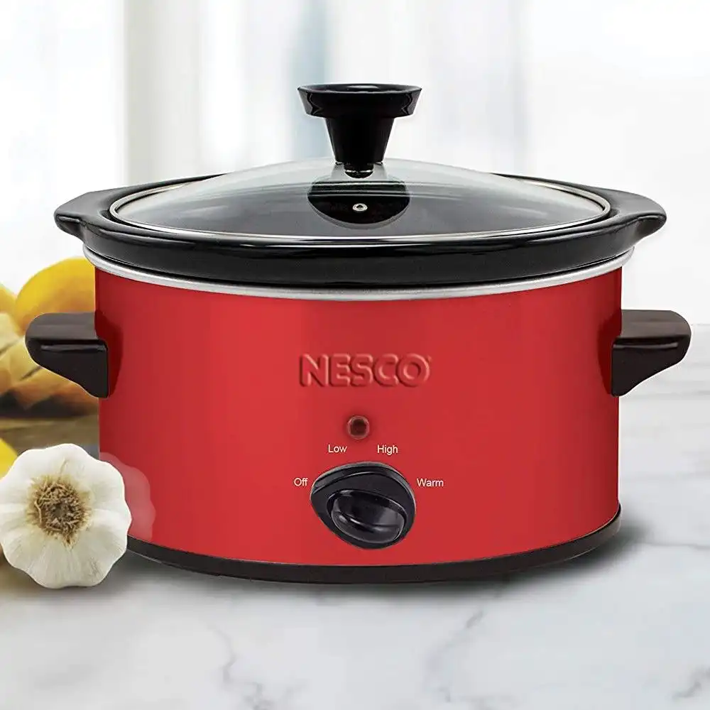 NESCO 1.5-Quart Oval Slow Cooker | Red Metallic - Image 3