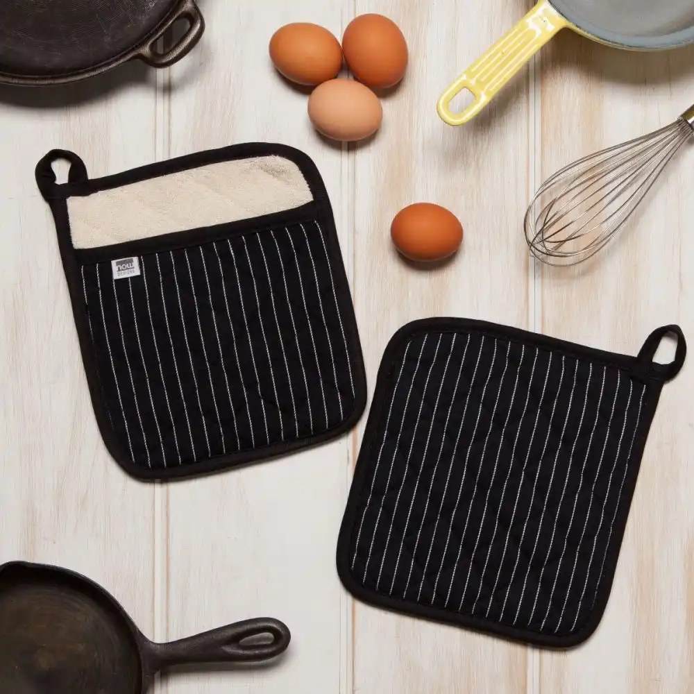 Alternative view of Now Designs by Danica Superior Potholder | Pinstripe Black