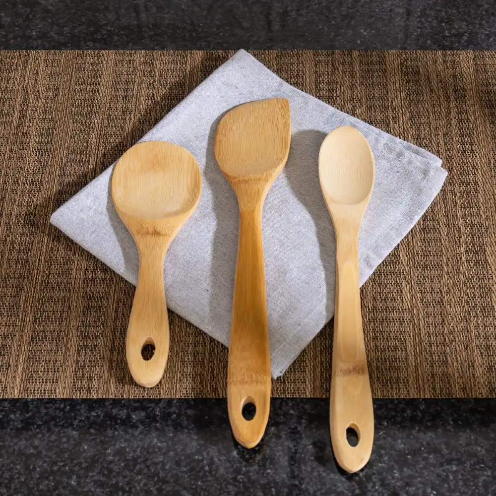 Alternative view of Joyce Chen 3-Piece Burnished Bamboo Stir Fry Wok Utensils
