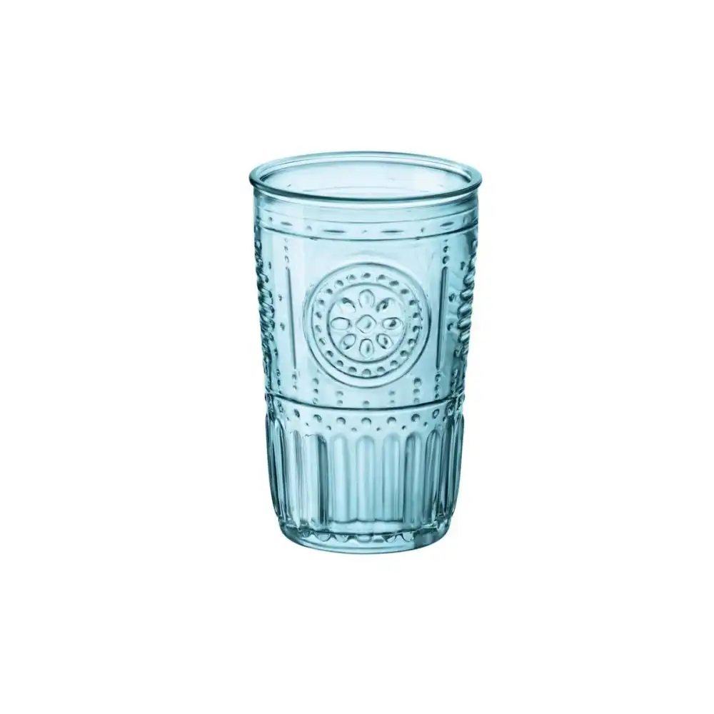 Bormioli Rocco Romantic 16oz Cooler Glasses (Gift Box of 4) | Light Blue