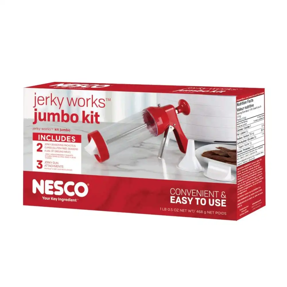 NESCO Jumbo Jerky Works Kit with Large Jerky Gun & 5 Spices