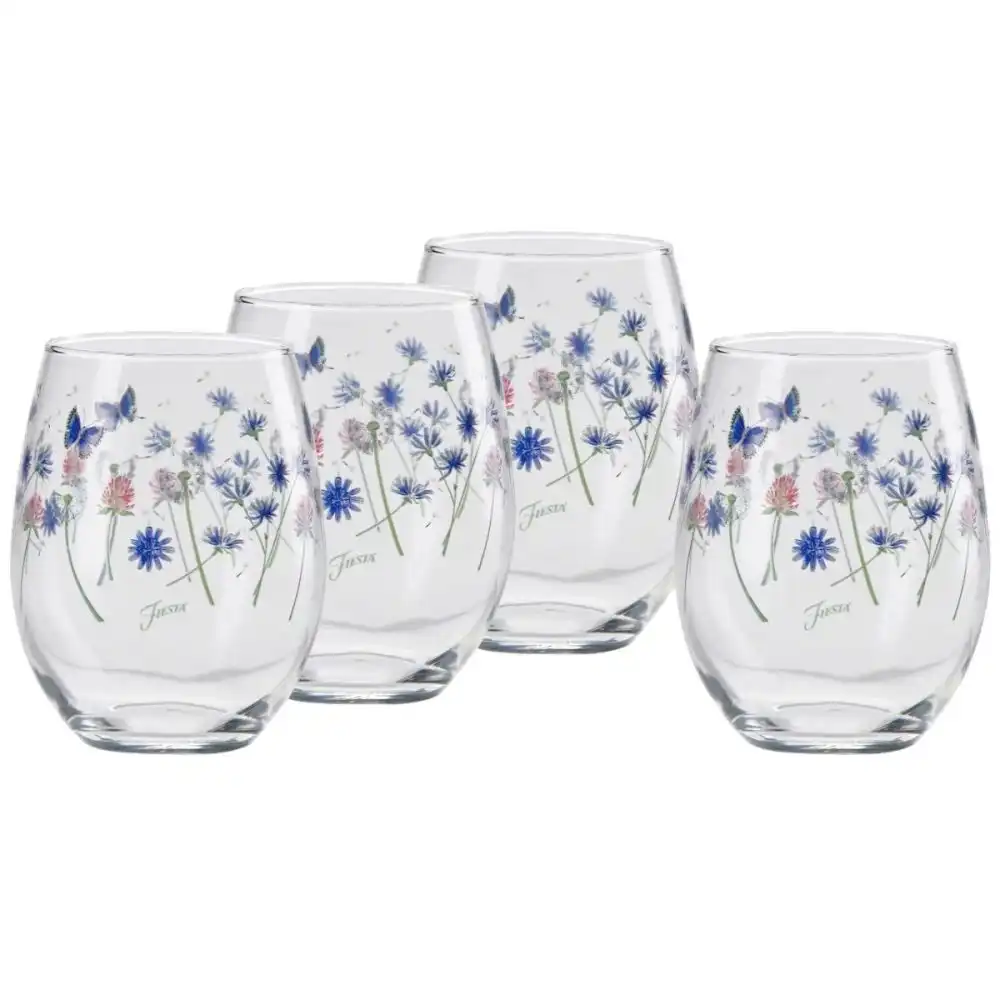 Fiesta® 15oz Stemless Wine Glasses (Set of 4) | Breezy Floral