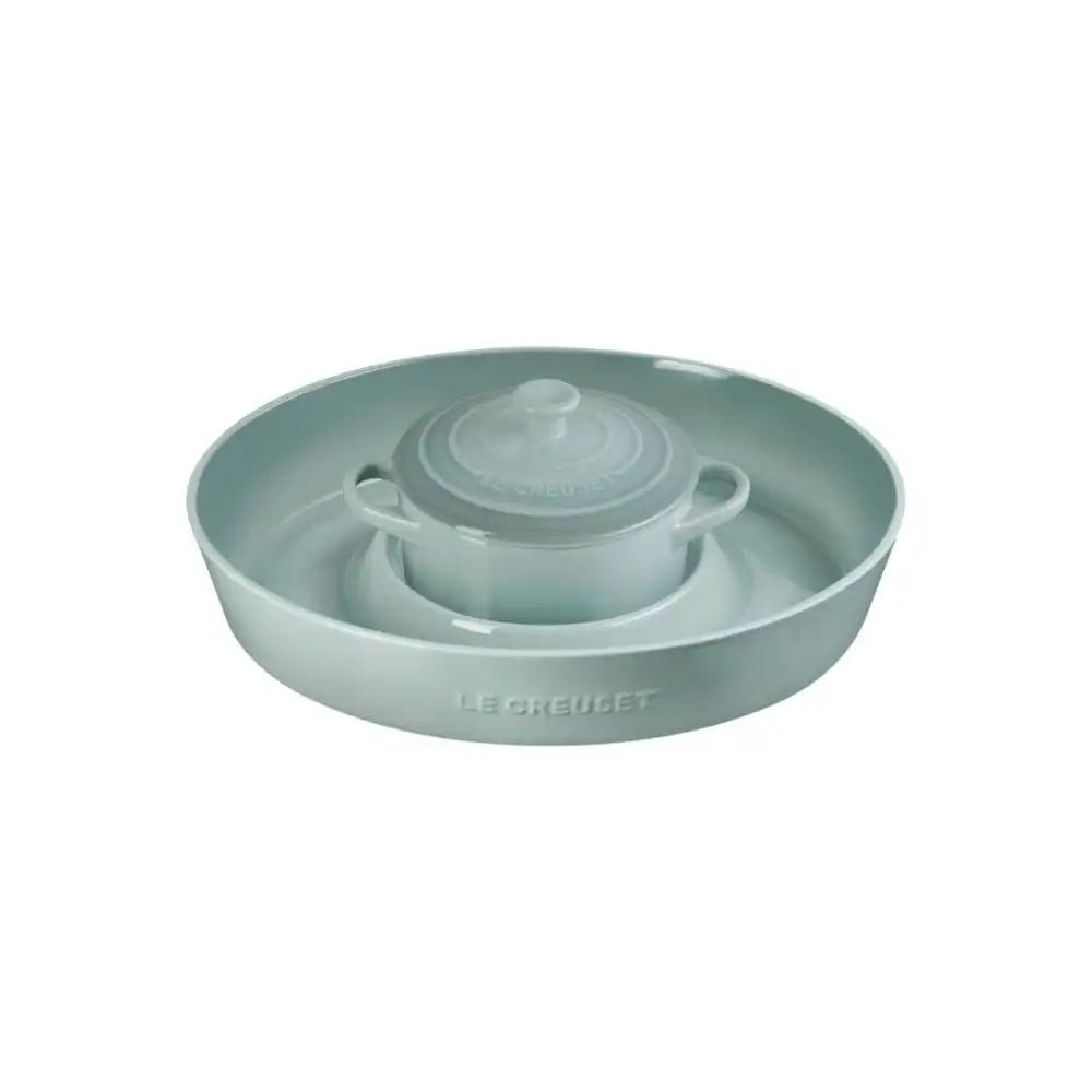 Alternative view of Le Creuset Oval Chip and Dip & 24oz Round Mini Cocotte Set | Sea Salt