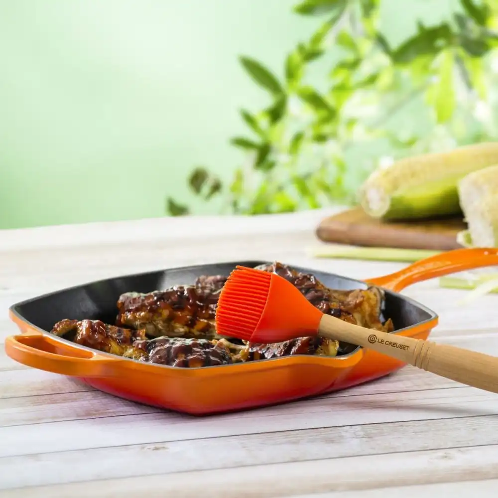 Alternative view of Le Creuset 10.25" Square Signature Cast Iron Grill Skillet | Flame Orange