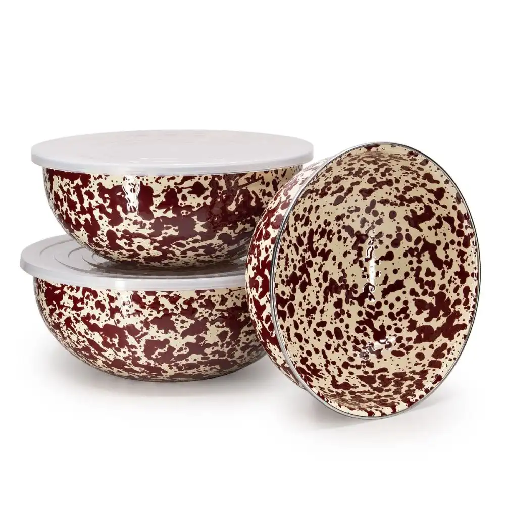 Alternative view of Crow Canyon 3-Piece Multi-Purpose Bowl Set with Lids | Burgundy Splatter