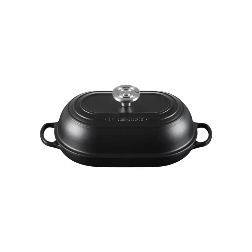 Le Creuset Signature 11.5" Oval Bread Oven with Crucible Stainless Steel Knob | Licorice
