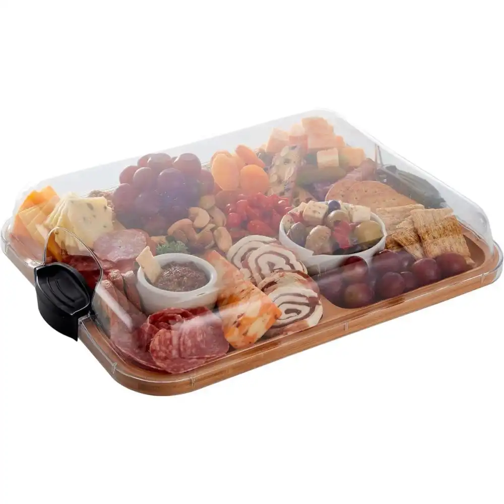 Farberware Build-A-Board 6-Compartment 11" x 14" Travel Charcuterie Board | Bamboo