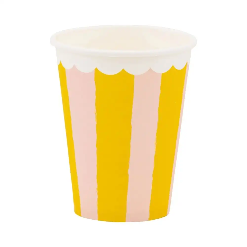 My Mind's Eye 8-Piece 12oz Striped Party Cups | Yellow & Pink