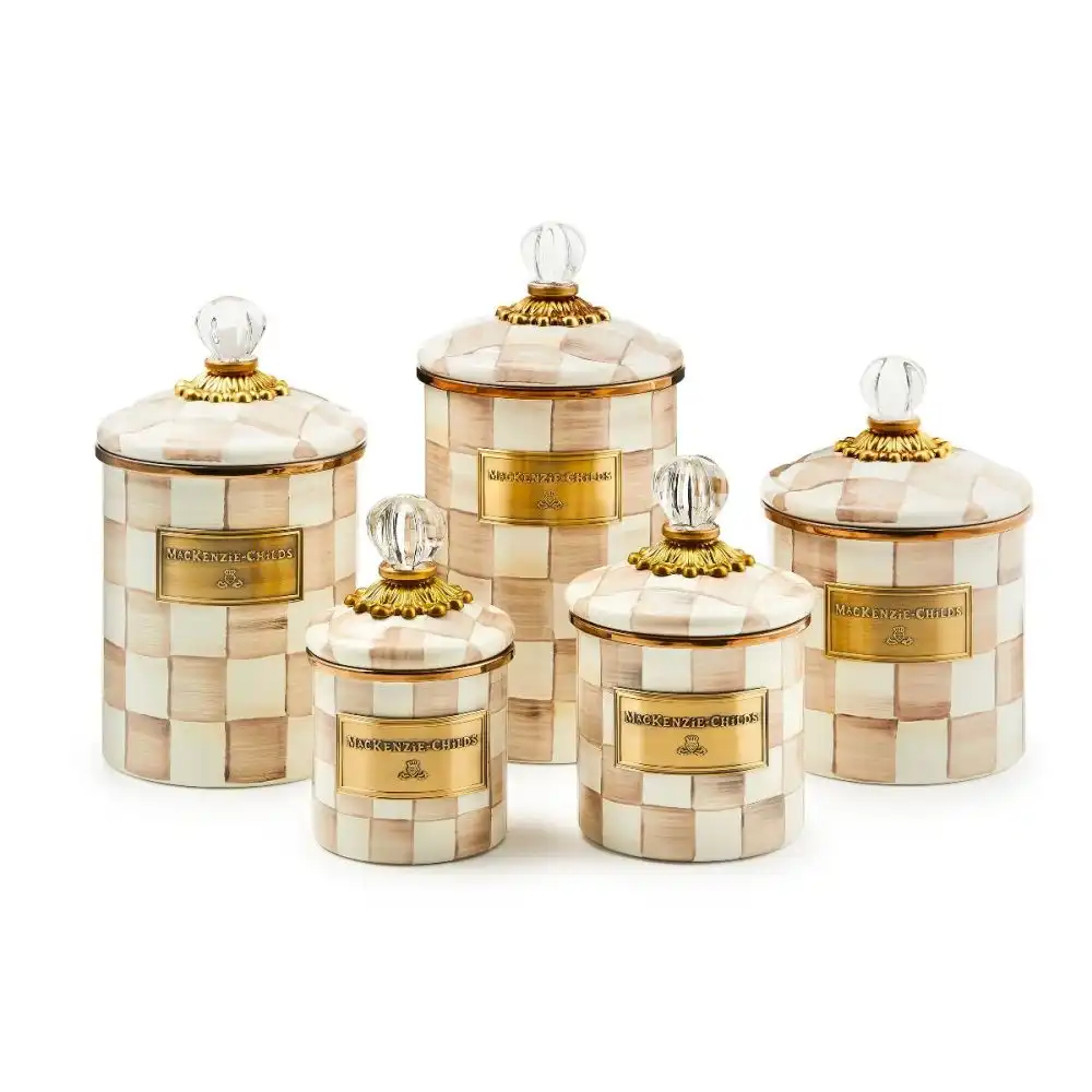 Alternative view of MacKenzie-Childs Mocha Check 1.5 Qt. Medium Canister
