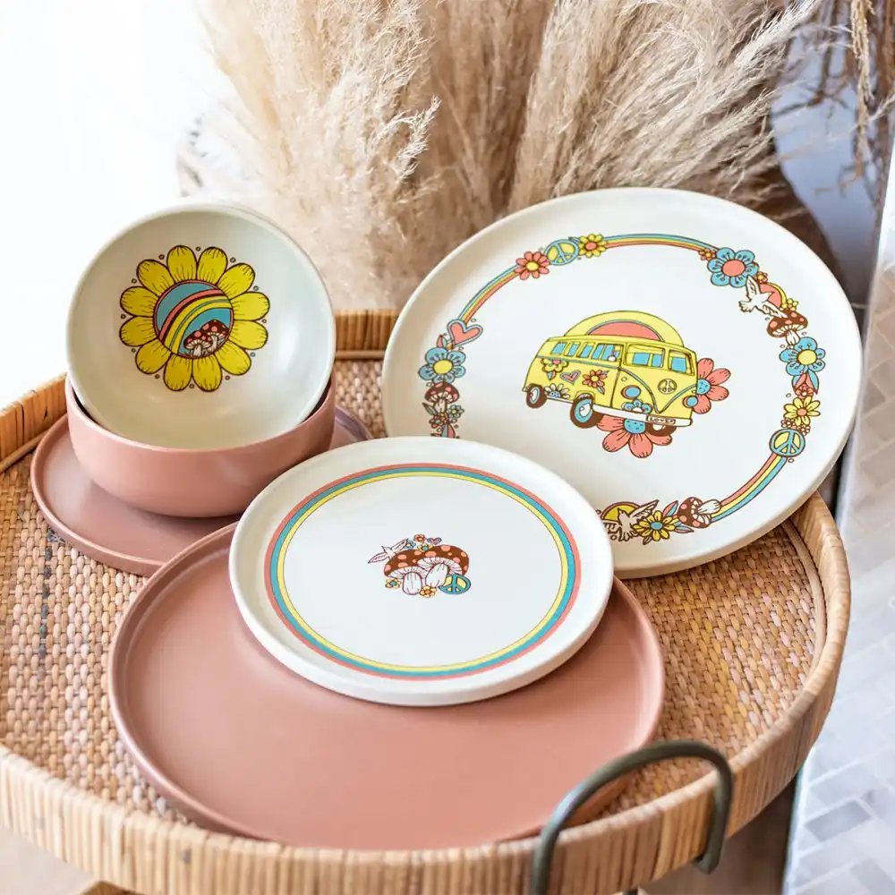 Alternative view of Everything Kitchens Modern Flat 24-Piece Dinnerware Set | Peace & Love + Terracotta