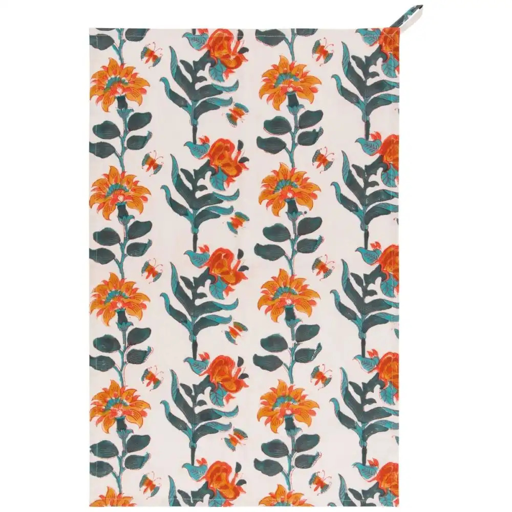 Danica Heirloom Block Print Dishtowel | Marigold