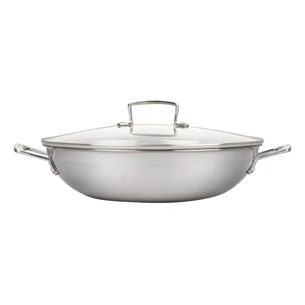 Alternative view of Le Creuset Classic Stainless Steel 4.5 Qt. Wok with Glass Lid