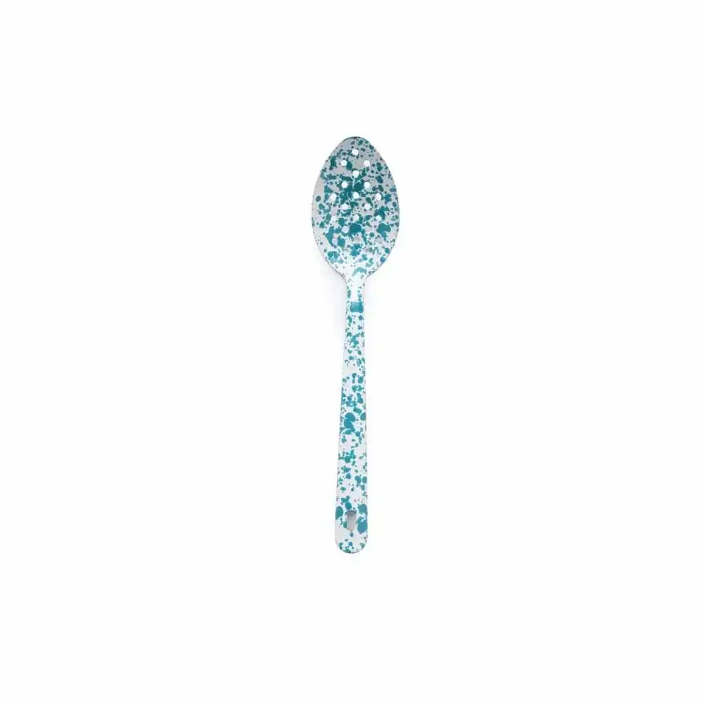 Crow Canyon Enameled Slotted Spoon | Turquoise Splatter