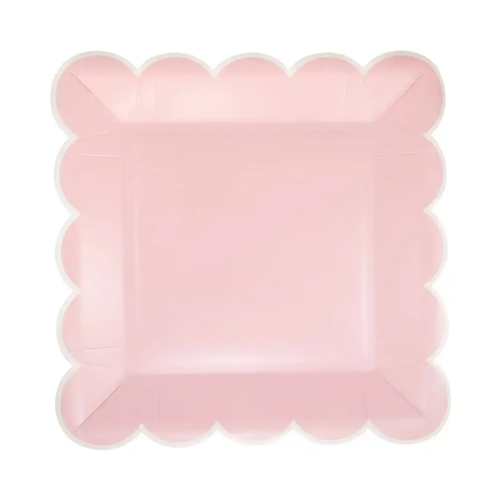 My Mind's Eye 8-Piece 9" Scalloped Square Paper Plates | Pink