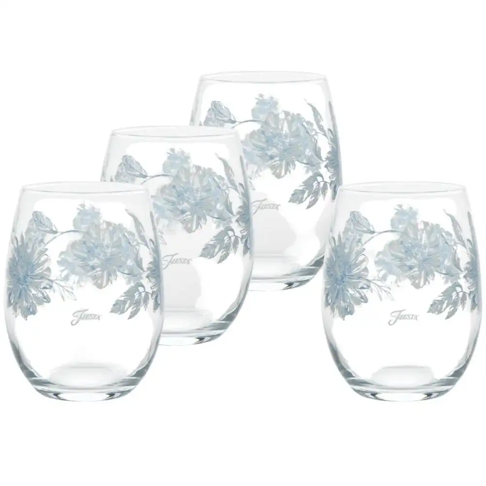 Fiesta® 15oz Stemless Wine Glasses (Set of 4) | Botanical Floral