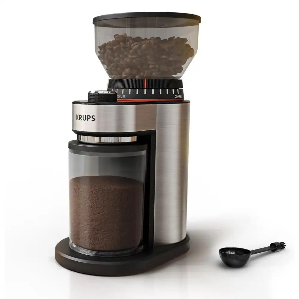 Krups Flat Burr Electric Coffee Grinder | Stainless Steel