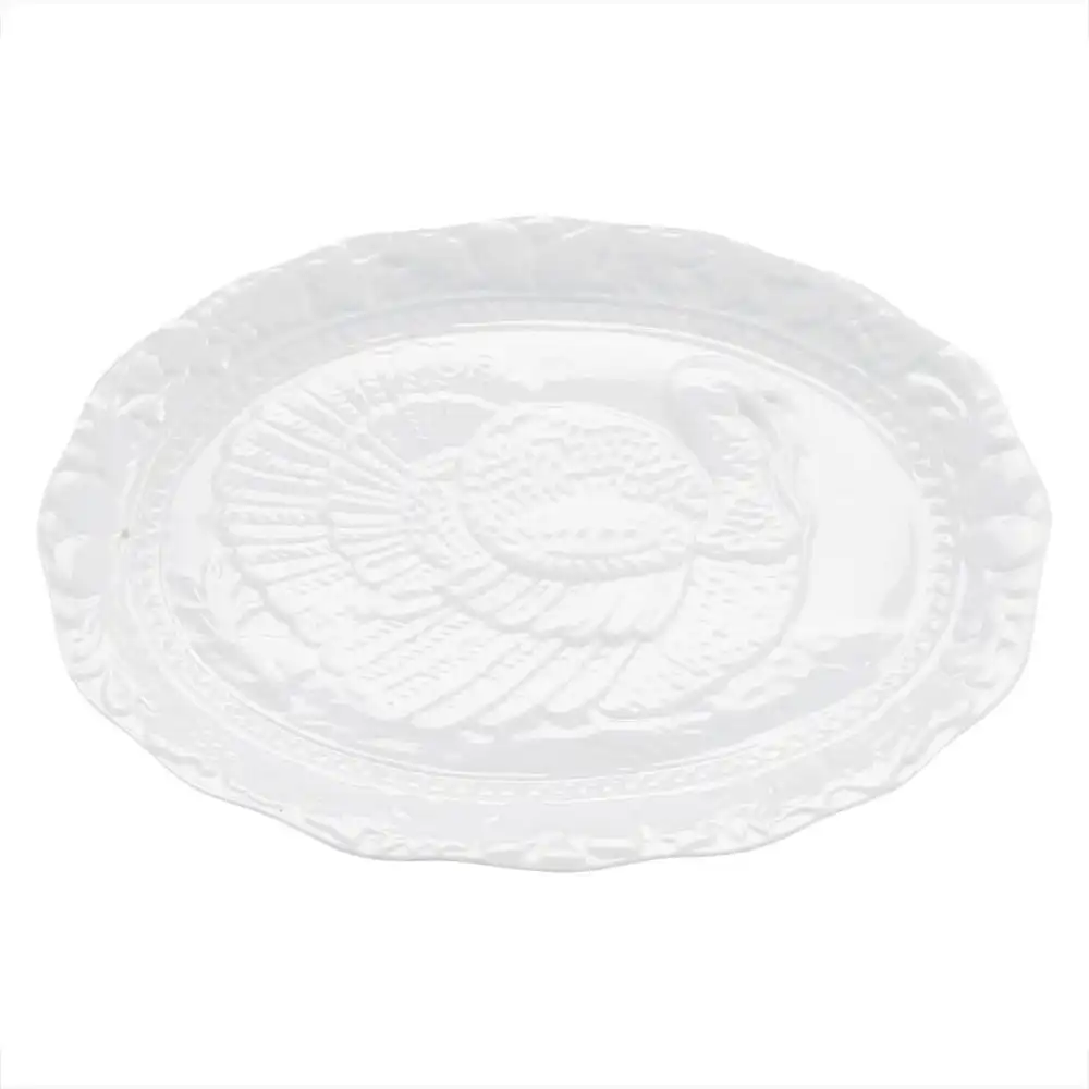 Harold Imports Turkey Platter and Serving Tray: 17.5", White Porcelain