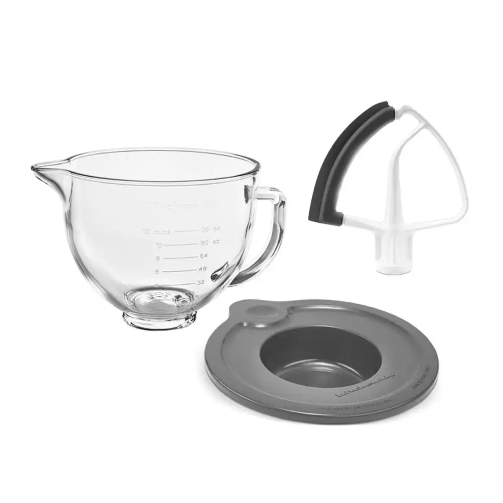 KitchenAid 5-Quart Glass Bowl + Flex Edge Beater | Fits 4.5-Quart & 5-Quart KitchenAid Tilt-Head Stand Mixers