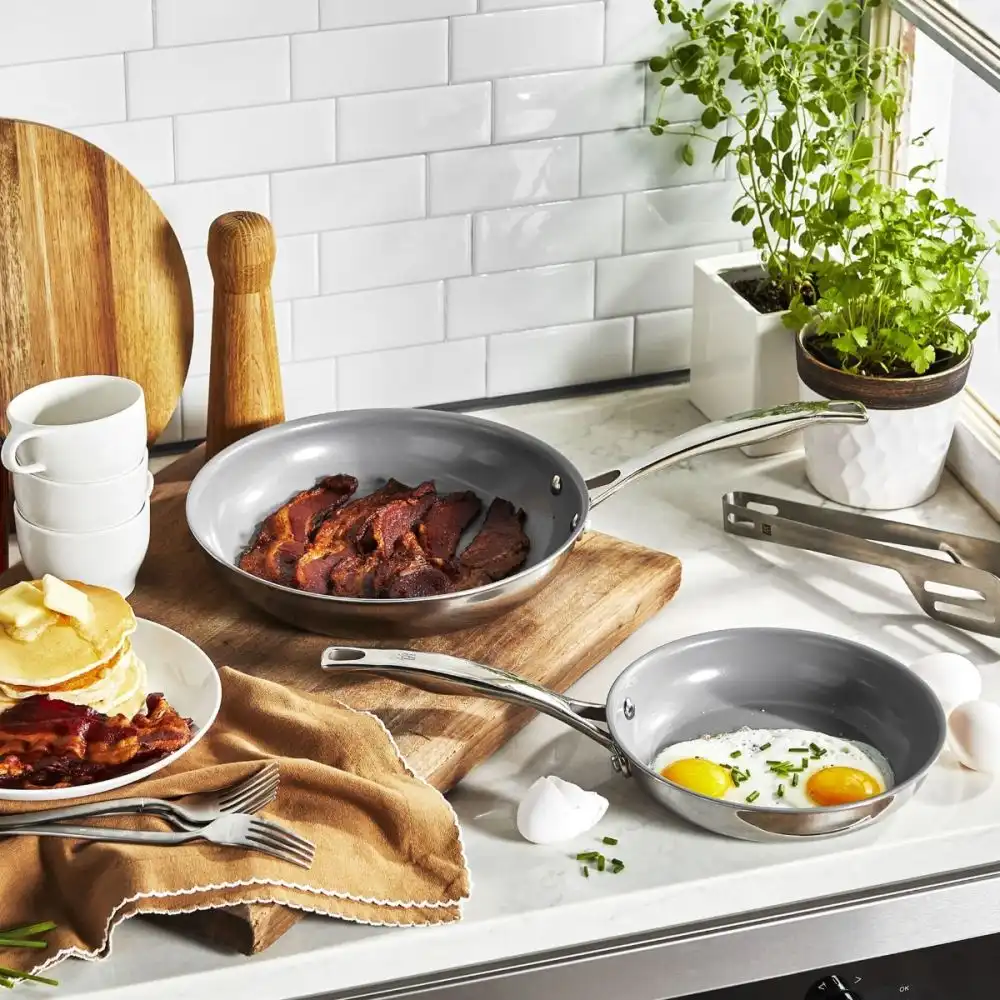 Alternative view of Henckels CLAD H3 Ceramic Nonstick Stainless Steel Fry Pan Set | 2-Piece
