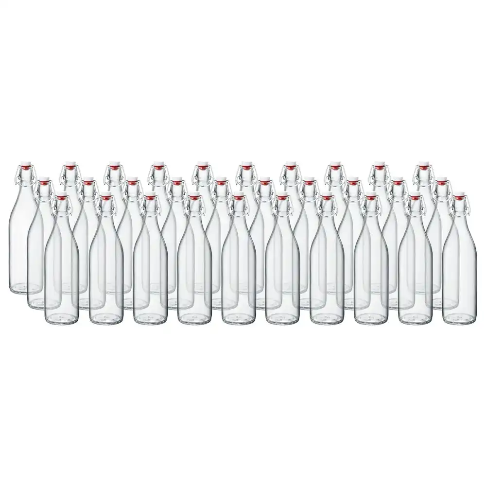 Bormioli Rocco Giara 33.75oz (1L) Swing Top Glass Bottles (Set of 30) | Clear