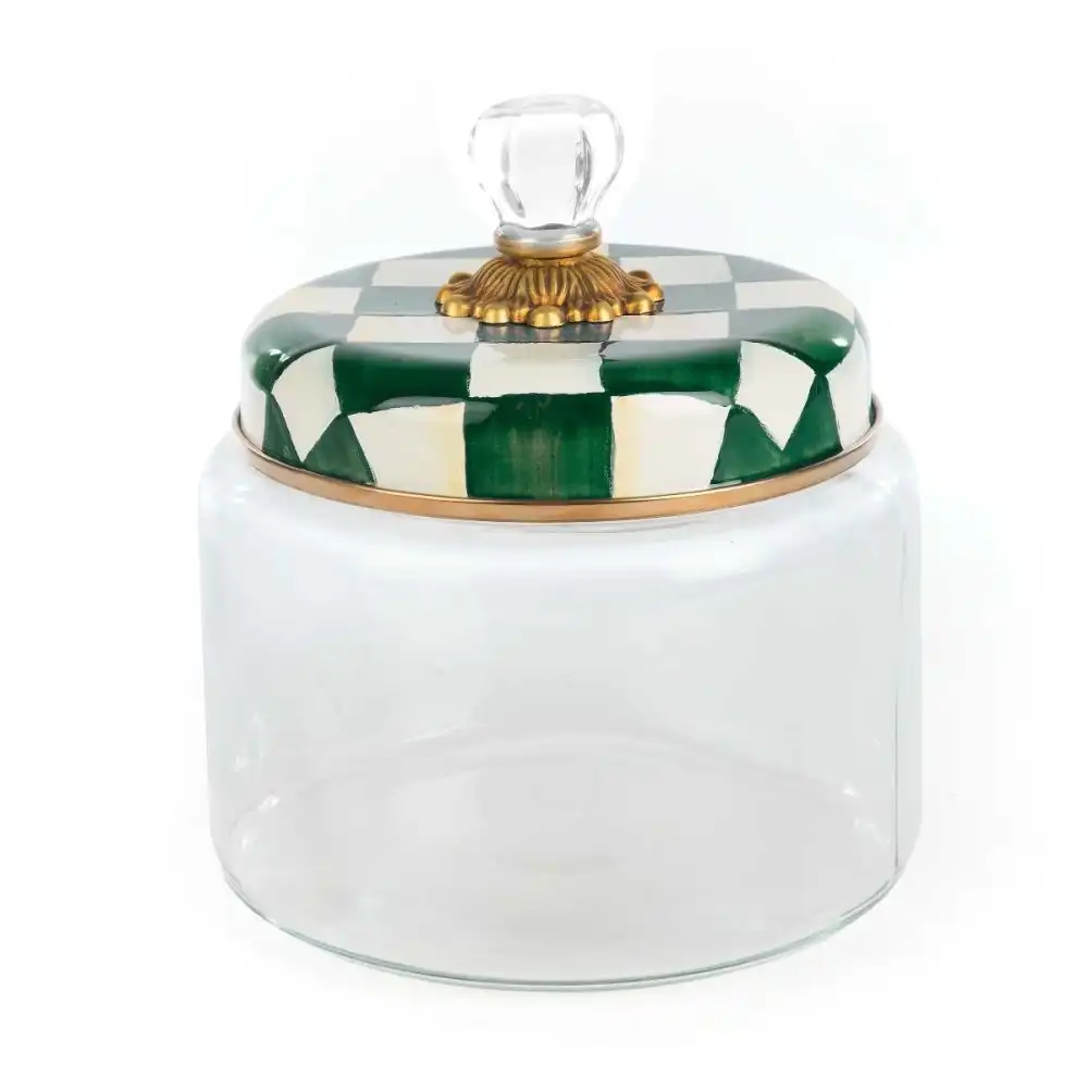 MacKenzie-Childs Emerald Check 2 Qt. Medium Kitchen Canister