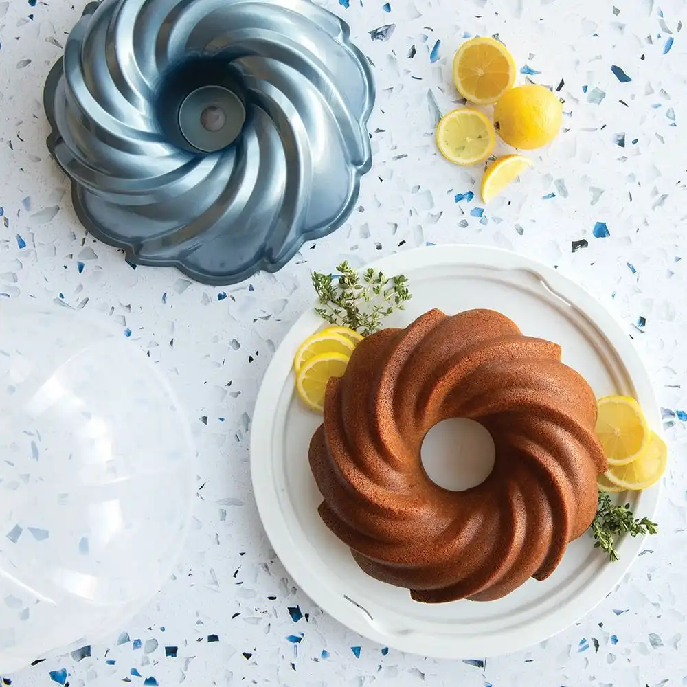 Alternative view of Nordic Ware Bundt Cake Keeper with Swirl Bundt Pan