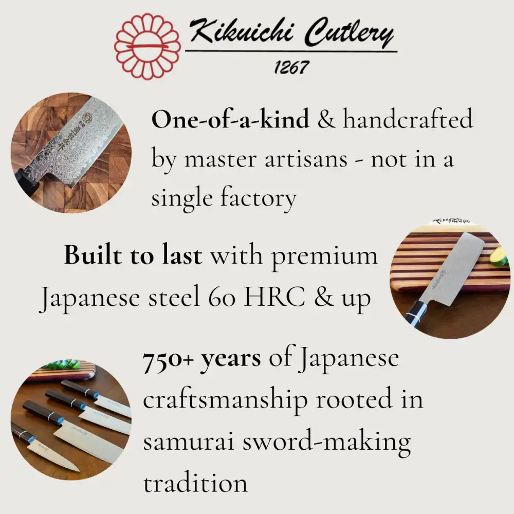 Alternative view of Kikuichi Ginsan Nashiji 6.5" Santoku Knife