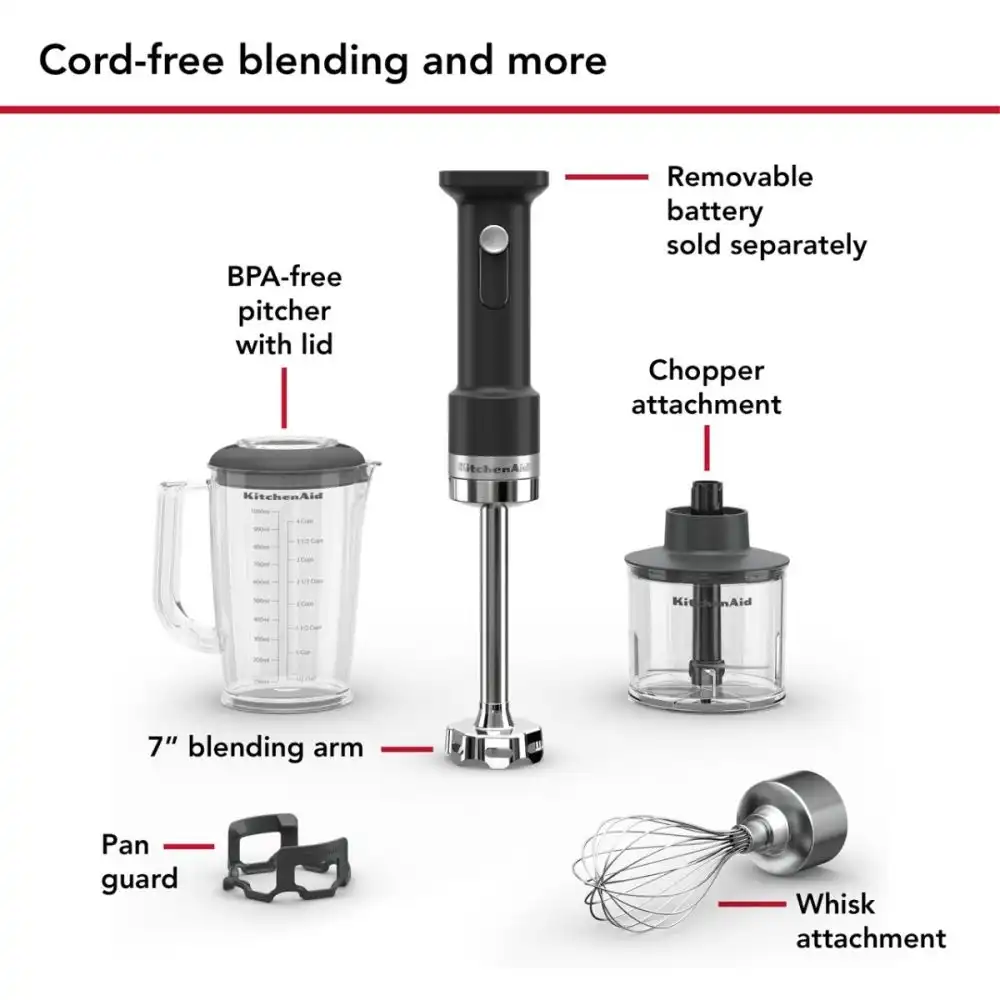 Alternative view of KitchenAid Go™ Cordless Hand Blender with Accessories | Battery Sold Separately
