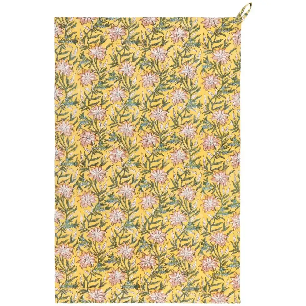 Danica Heirloom Block Print Dishtowel | Clematis
