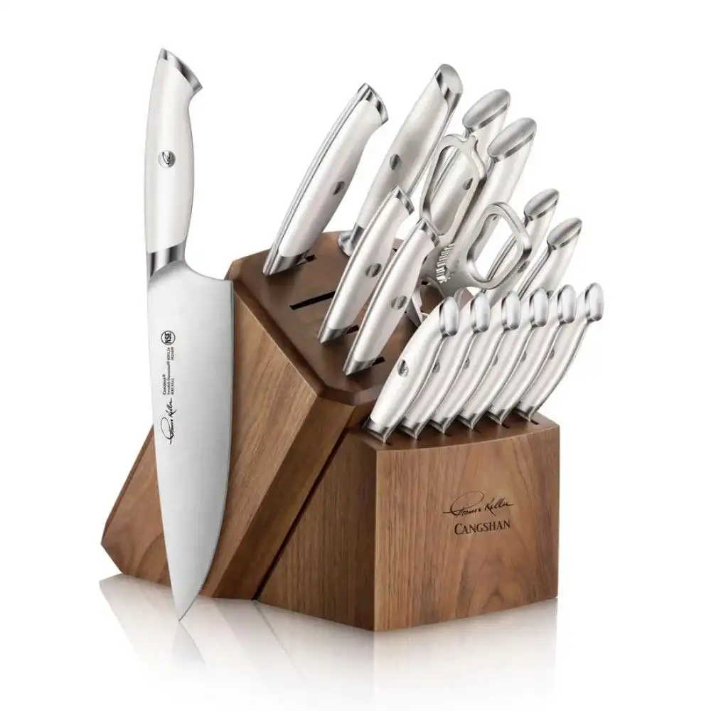 Cangshan Cutlery Thomas Keller Signature Collection 17-Piece Knife Block Set | White