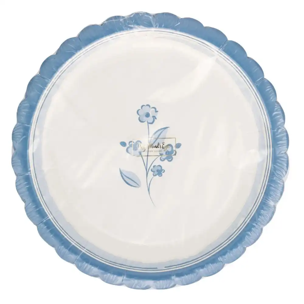 Alternative view of My Mind's Eye 8" Round Paper Plates | Blue Flower