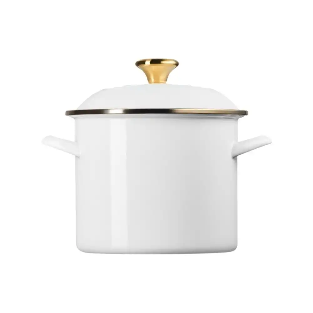Alternative view of Le Creuset Traditional 6 Qt. Stockpot with Signature Gold Knob | White