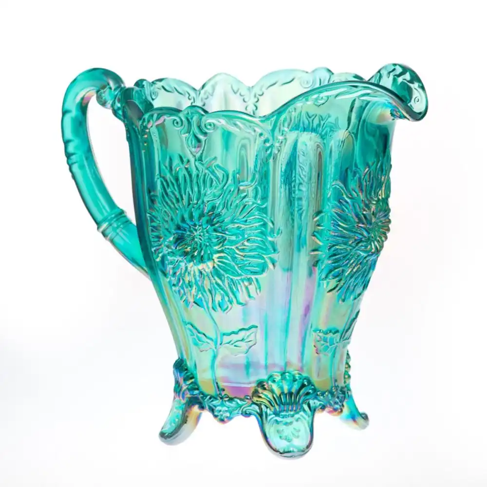 Mosser Glass Dahlia 48oz Pitcher | Teal Carnival