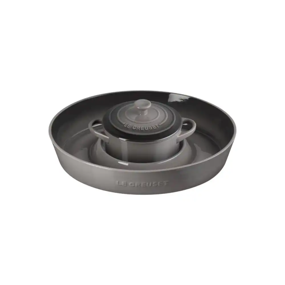 Alternative view of Le Creuset Oval Chip and Dip & 24oz Round Mini Cocotte Set | Oyster