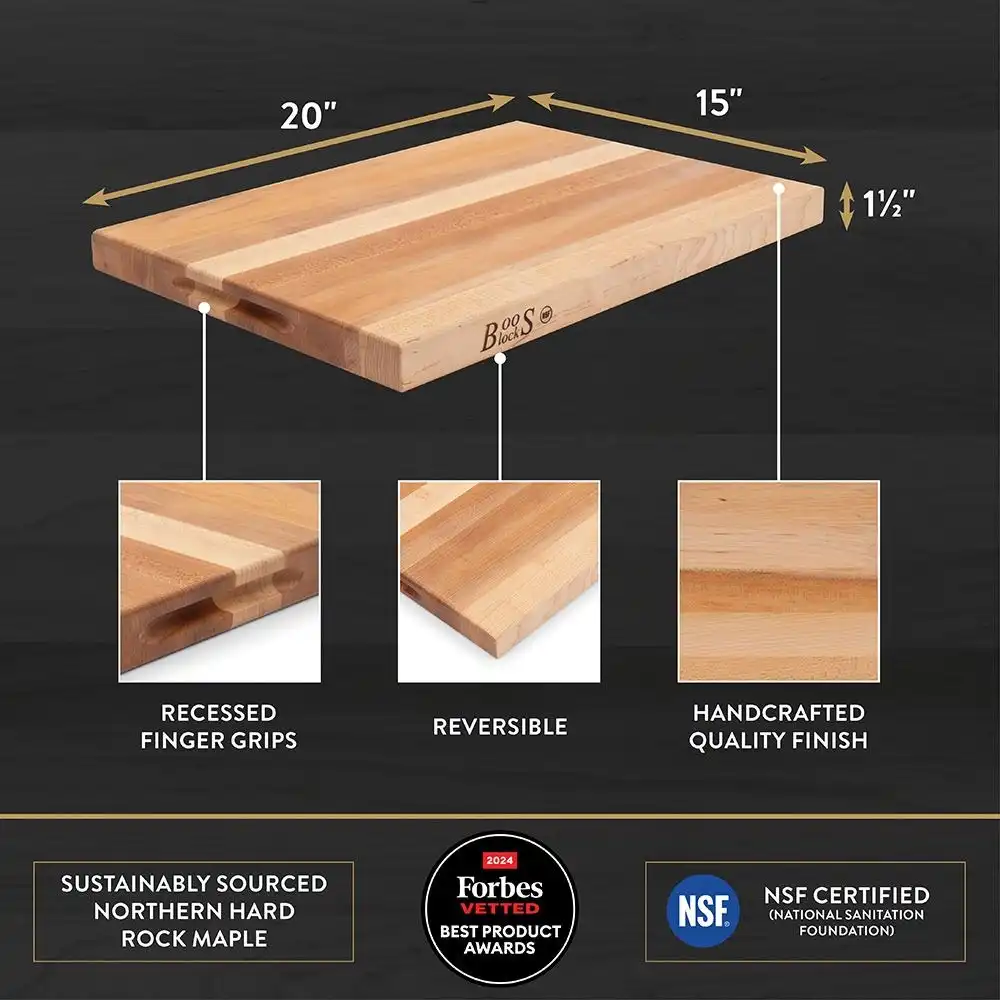 Alternative view of John Boos R-Board Series 20" x 15" x 1.5" Cutting Board | Northern Hard Rock Maple
