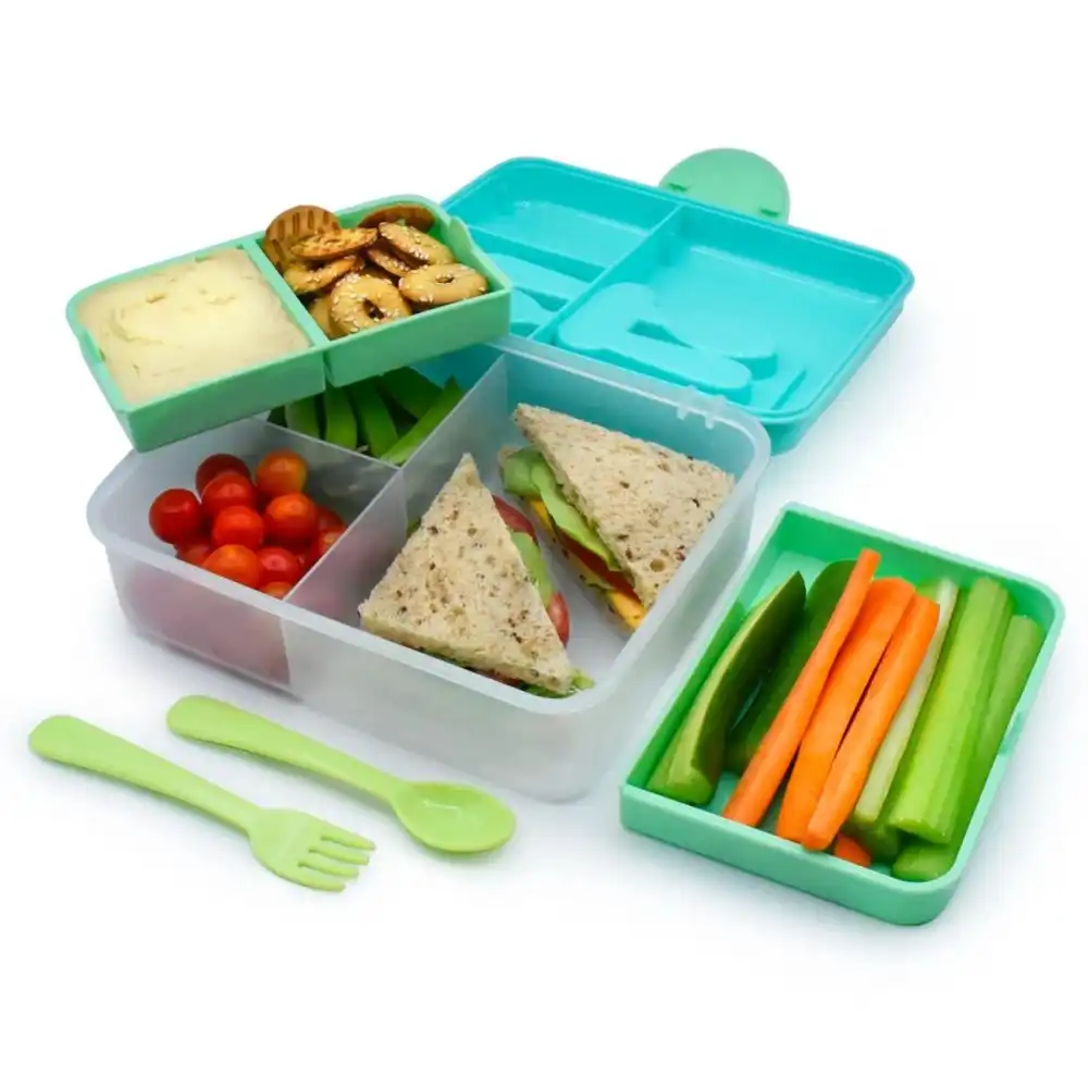 Alternative view of Melii 2 Tier Bento Box | Blue, Mint & Lime