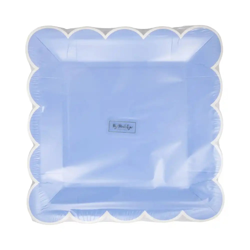 Alternative view of My Mind's Eye 8-Piece 9" Scalloped Square Paper Plates | Blue