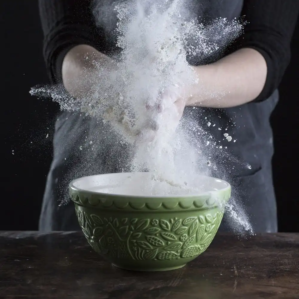 Alternative view of Mason Cash In the Forest S30 (1.25 Qt) Embossed Mixing Bowl | Hedgehog (Green)