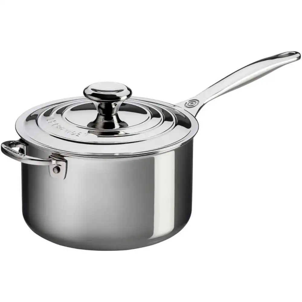 Le Creuset Signature Stainless Steel 4-Quart Saucepan with Lid & Helper Handle