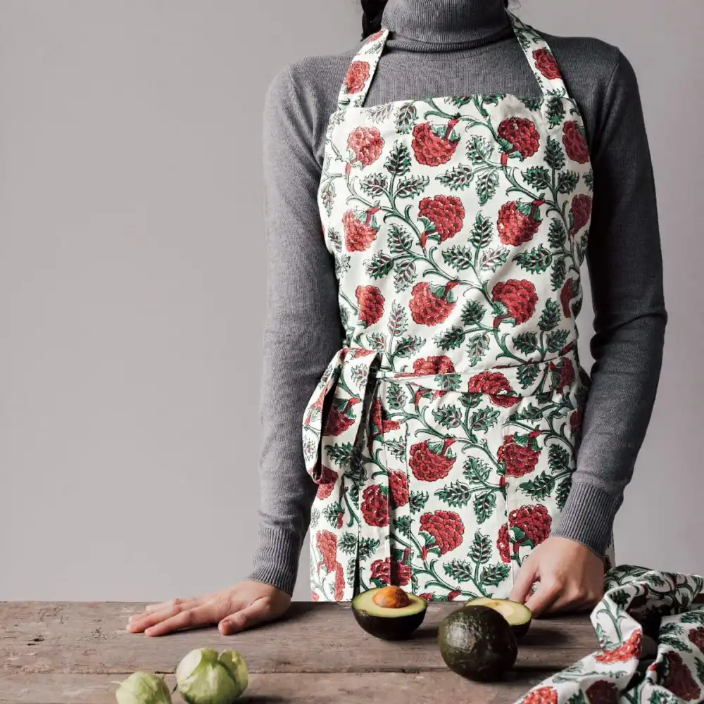Alternative view of Danica Heirloom Block Print Apron | Carnation