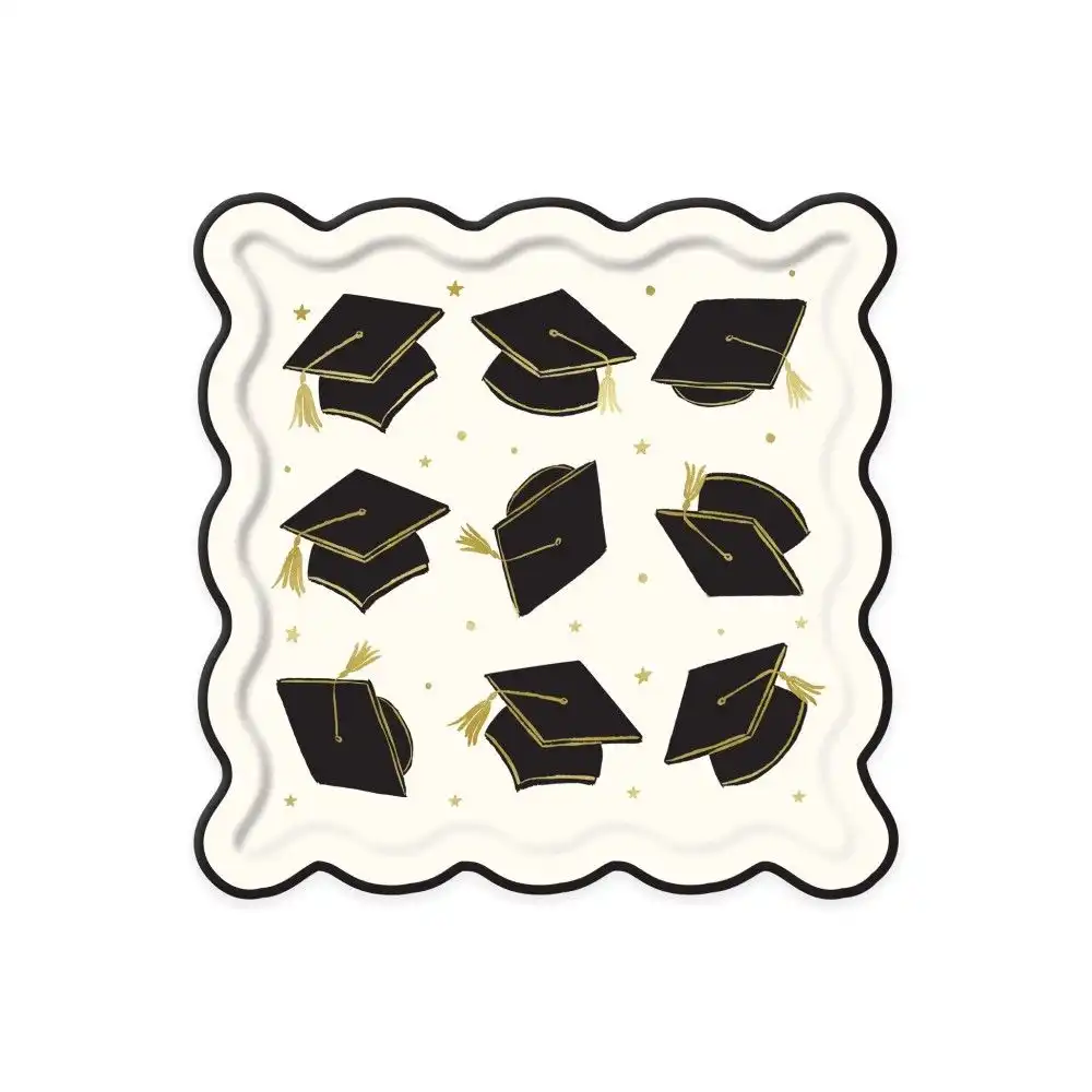 My Mind's Eye 9" Scalloped Grad Hat Paper Plate | 8-Piece