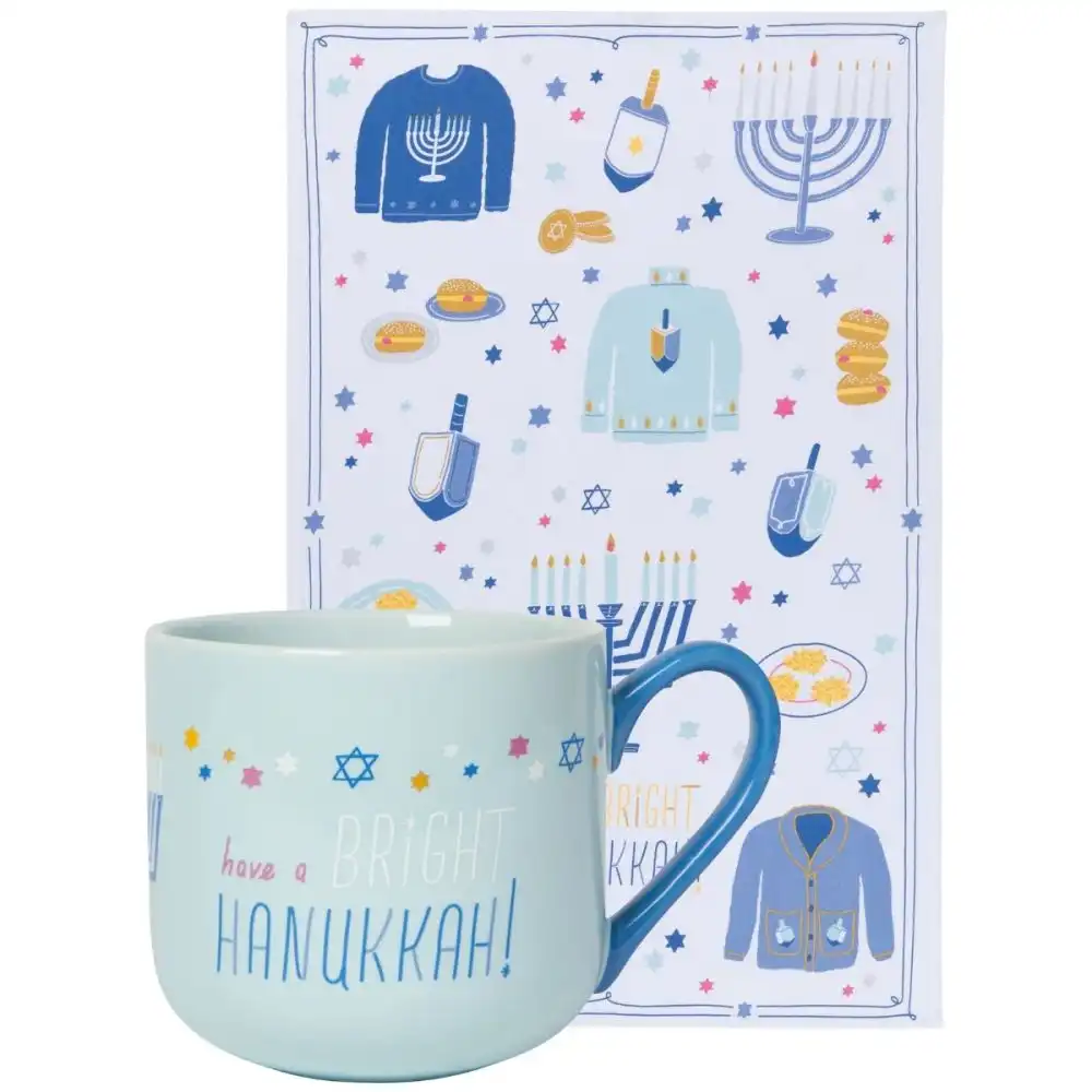 Danica Jubilee Bright Mug and Dishtowel Set | Hanukkah