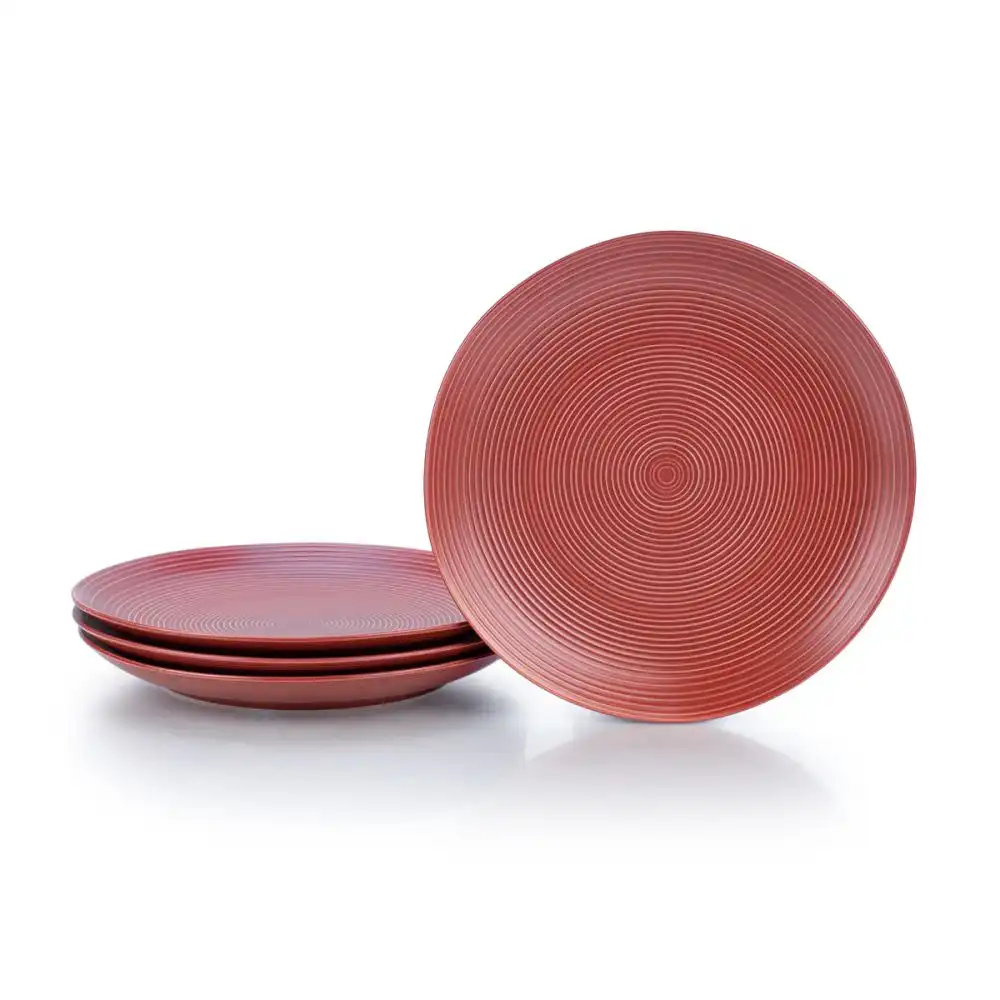 Everything Kitchens Deep Matte 10.5" Dinner Plates (Set of 4) | Red