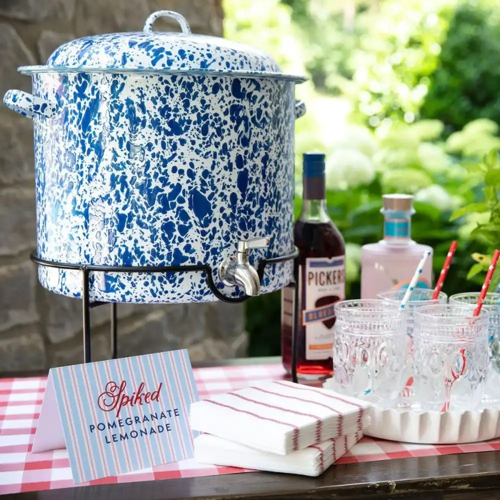 Alternative view of Crow Canyon 15Qt. Beverage Dispenser with Stand | Blue Splatter