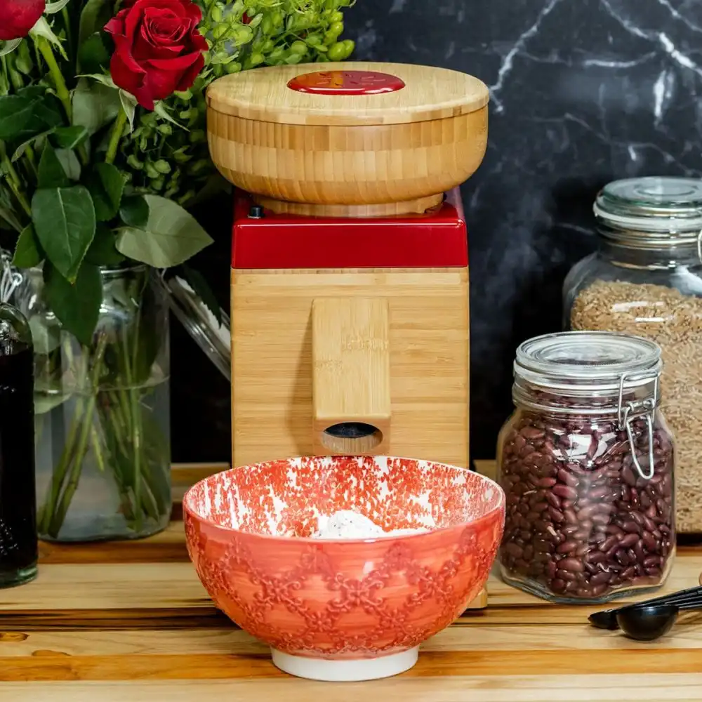 Alternative view of NutriMill Harvest Grain Mill | Cayenne Red Trim
