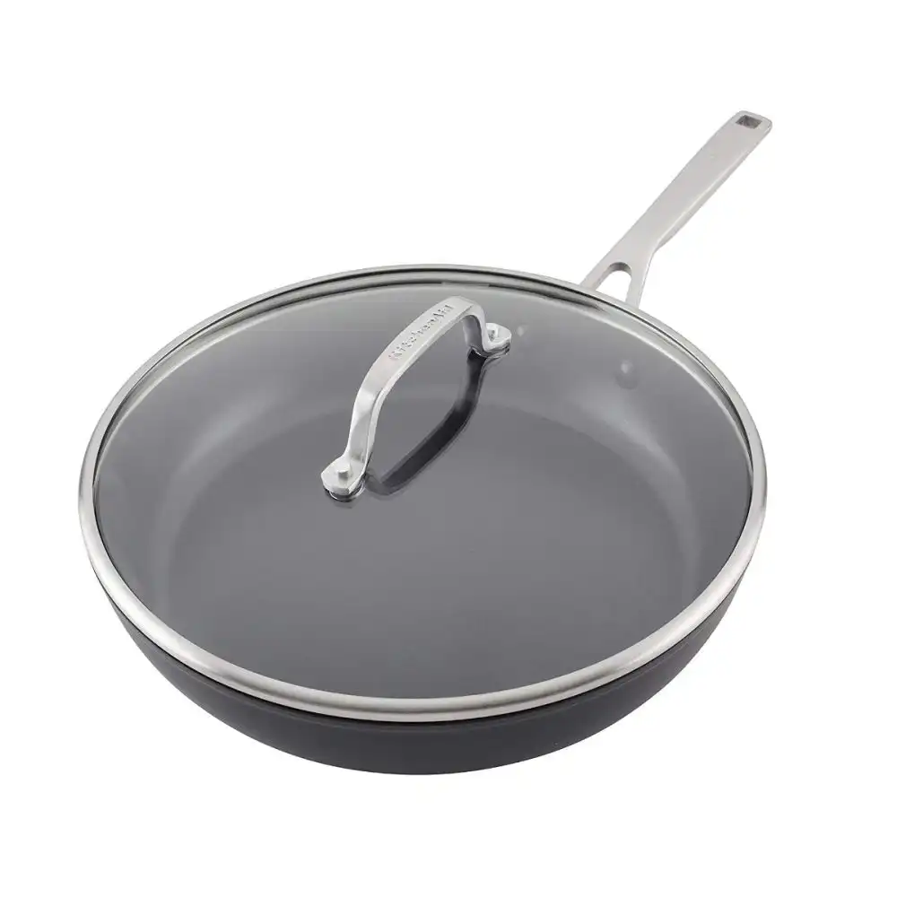 Alternative view of KitchenAid 12.25" Hard Anodized Induction Fry Pan/Skillet with Lid | Nonstick
