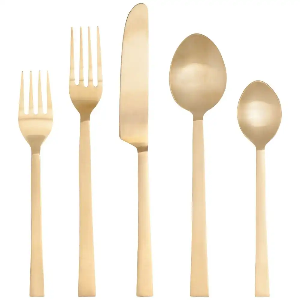 Danica Heirloom 5pc Flat Edge Flatware Set | Matte Gold