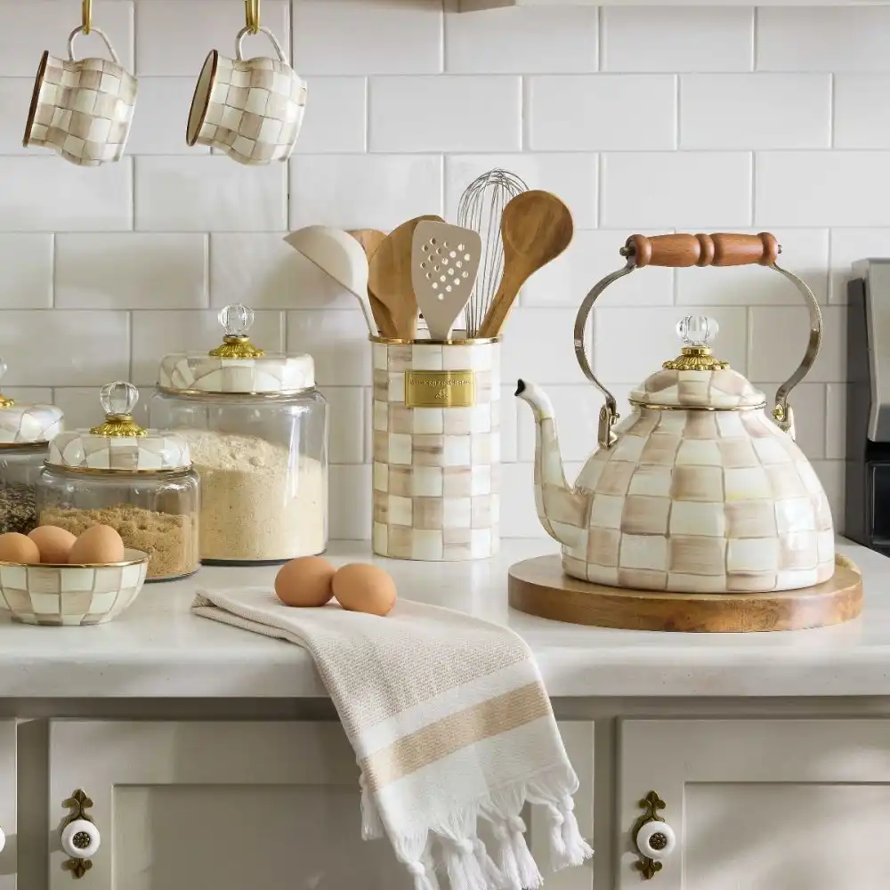 Alternative view of MacKenzie-Childs Mocha Check Utensil Holder
